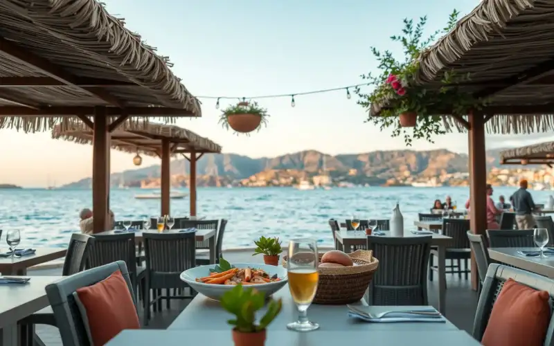 Fresh seafood delights diners at a top Latchi restaurant, showcasing Cyprus's coastal charm and delicious cuisine