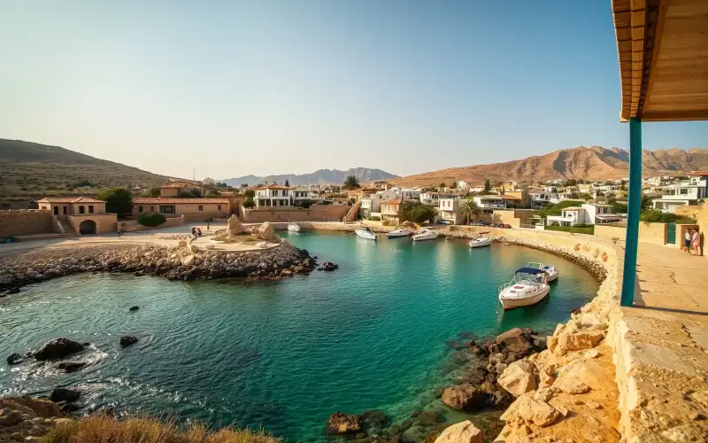 Golden sands and turquoise waters sparkle at Coral Bay, a scenic escape near Paphos, Cyprus